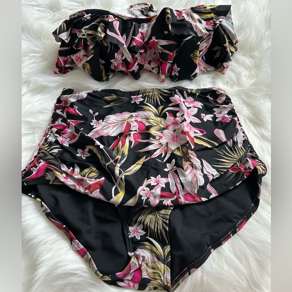Ruffle Top High Waisted Bikini
